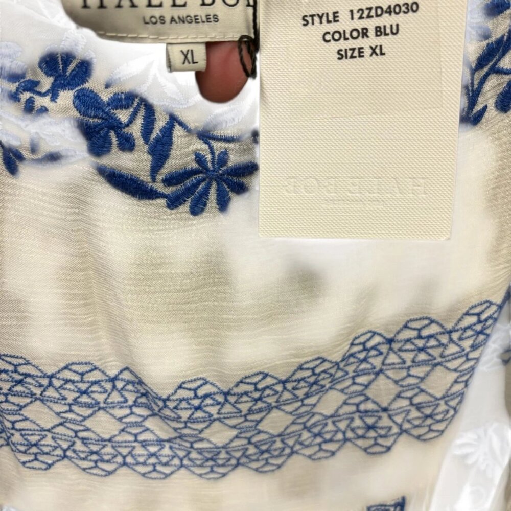 NWT‎ Hale Bob Blue Embroidered Gauze  Floral Boho Elastic Waist Maxi Skirt XL - Picture 10 of 12